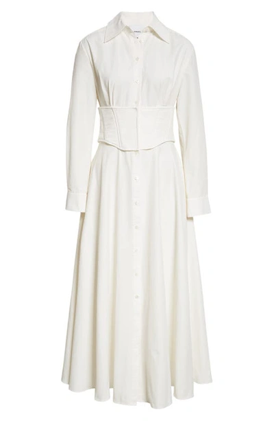 Shop Aknvas Sophia Long Sleeve Cotton Blend Poplin Shirtdress In White
