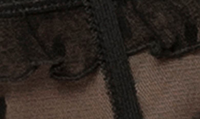 Shop Mapalé Dotted Mesh Bra, Thong & Garter Belt Set In Black