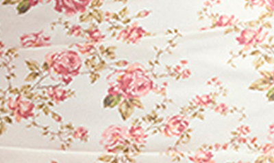 Shop House Of Cb Jasmine Strapless Satin Corset Dress In Rose Print