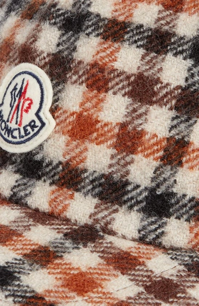 Shop Moncler Logo Plaid Flannel Baseball Cap In Multi