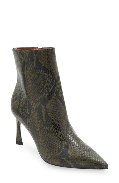 Shop Bcbgmaxazria Pia Pointed Toe Bootie In Green Snake