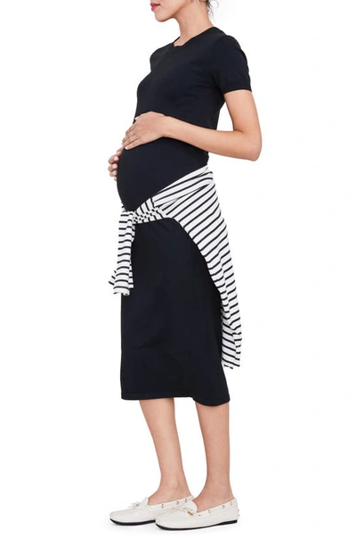 Hatch The Eliza Maternity Midi Dress In Black Knit