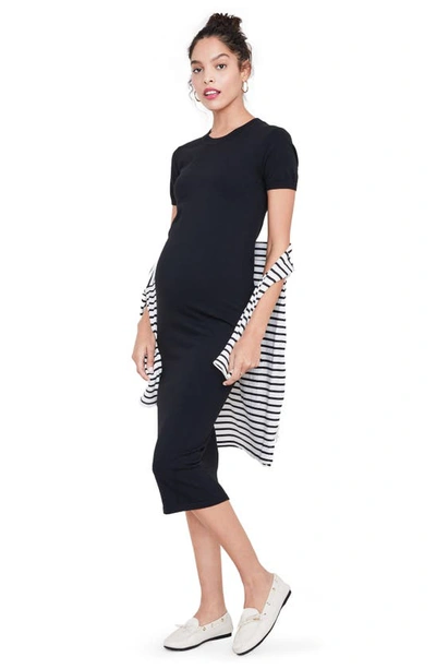Hatch The Eliza Maternity Midi Dress In Black Knit
