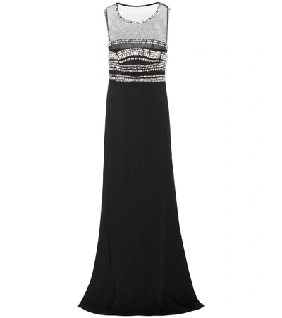 Shop Roberto Cavalli Crystal Embellished Crêpe Gown