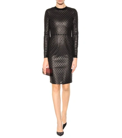 Shop Tom Ford Perforated Leather Dress In Black