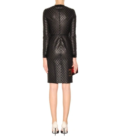 Shop Tom Ford Perforated Leather Dress In Black