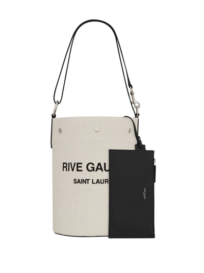 Shop Saint Laurent Rive Gauche Bucket Bag In White
