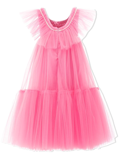 Tulleen Sleeveless Flared Dress In Pink