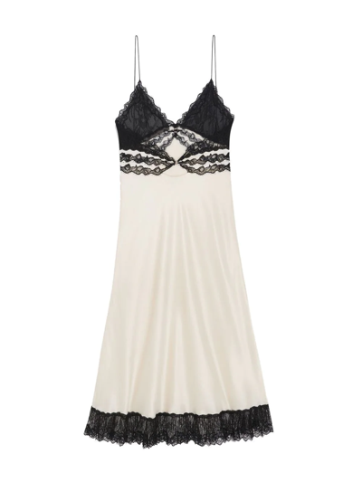 Shop Saint Laurent Lace-detail Midi Dress In White