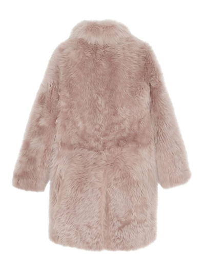 Saint Laurent Oversized Shearling Jacket In Pink