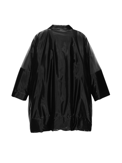 Saint Laurent Lacquered-finish Oversized Coat In Black