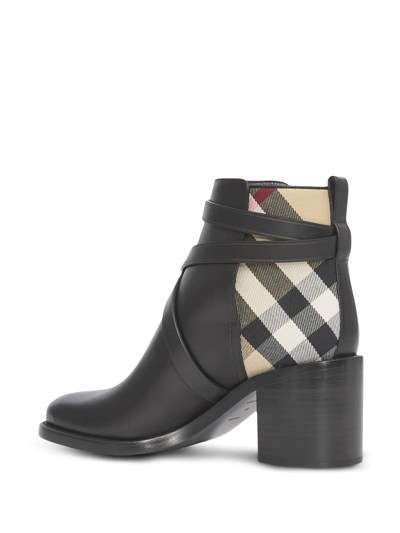 Shop Burberry House Check Mid-heel Boots In Black