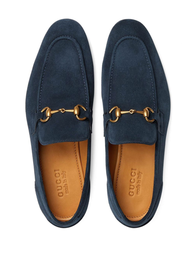 Shop Gucci Jordaan Suede Loafers In Blue