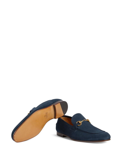 Shop Gucci Jordaan Suede Loafers In Blue