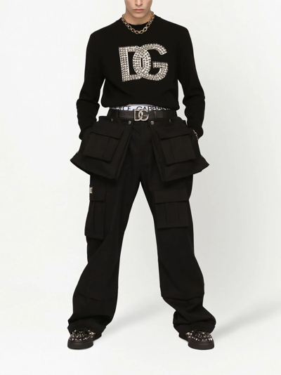 Dolce & Gabbana Studded Logo-detail Jumper In Black