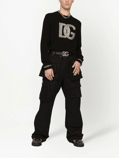Dolce & Gabbana Studded Logo-detail Jumper In Black
