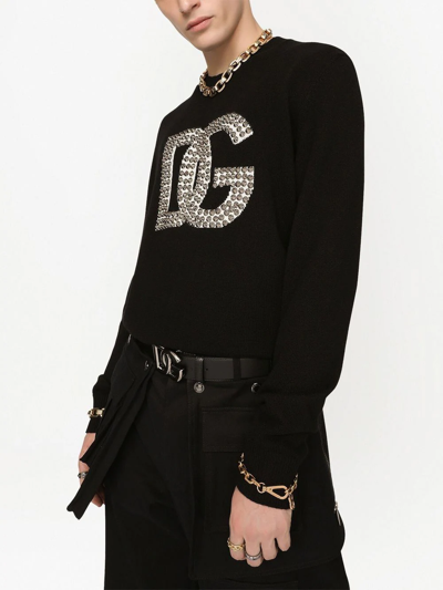 Dolce & Gabbana Studded Logo-detail Jumper In Black