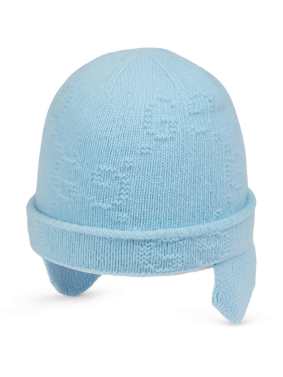 Shop Gucci Gg-logo Knitted Hat In Blue