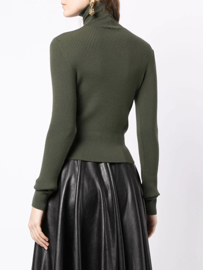 Shop Patou Ribbed-knit Roll-neck Jumper In Green