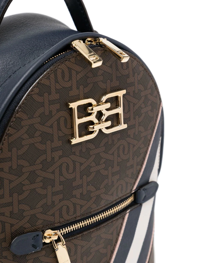 Shop Bally Monogram And Stripe Backpack In Brown