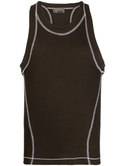 Shop Saul Nash Contrast-stitching Ribbed Tank Top In Brown