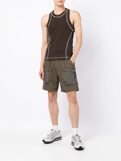 Shop Saul Nash Contrast-stitching Ribbed Tank Top In Brown