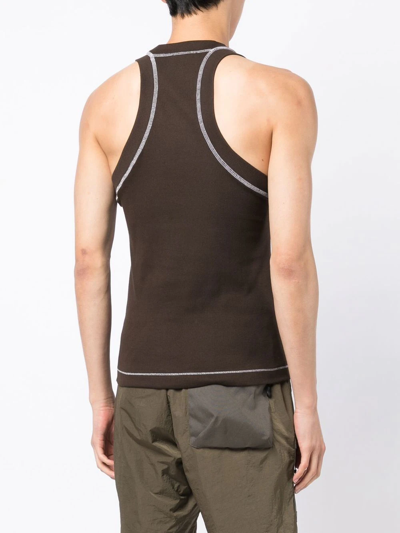 Shop Saul Nash Contrast-stitching Ribbed Tank Top In Brown