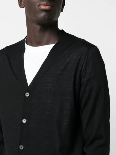 Shop Ballantyne V-neck Wool Cardigan In Black