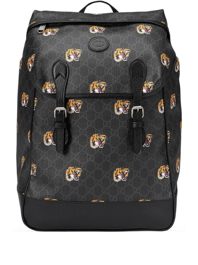 Shop Gucci Tiger Gg Supreme Backpack In Black