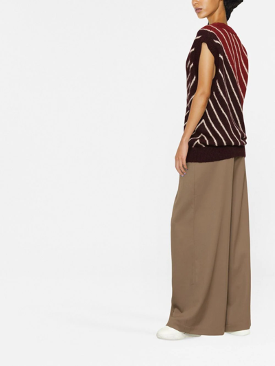 Shop Stella Mccartney Striped Alpaca Wool-blend Top In Brown