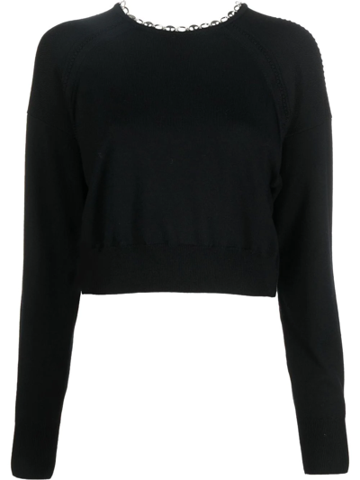 Rabanne Basic Sweater With Chain Detail Black In Black