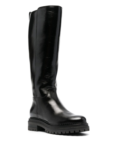 Shop Sergio Rossi Knee-high Patent Boots In Black