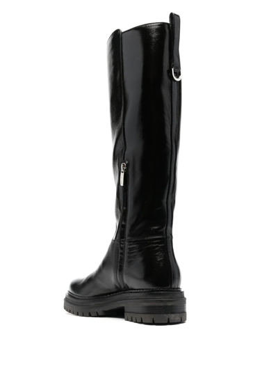 Shop Sergio Rossi Knee-high Patent Boots In Black