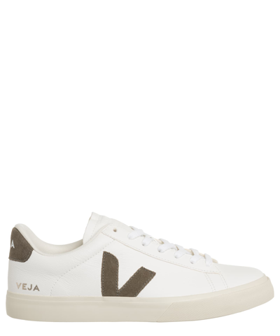 Shop Veja Campo Leather Sneakers In Extra White - Kaki