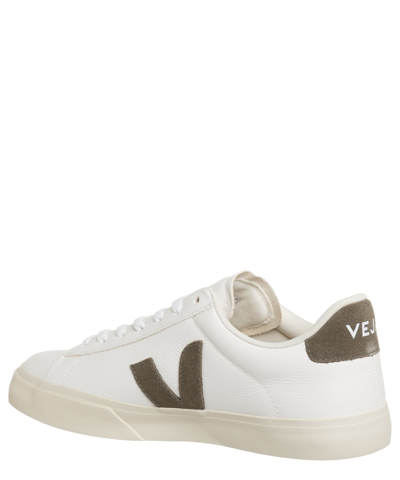 Shop Veja Campo Leather Sneakers In Extra White - Kaki