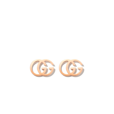 Shop Gucci 18k Rose Gold Double G Stud Earrings In Pink