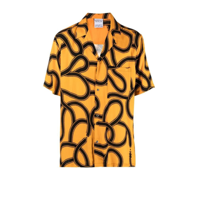 Shop Marcelo Burlon County Of Milan Orange Snake Print Short Sleeve Shirt In Yellow