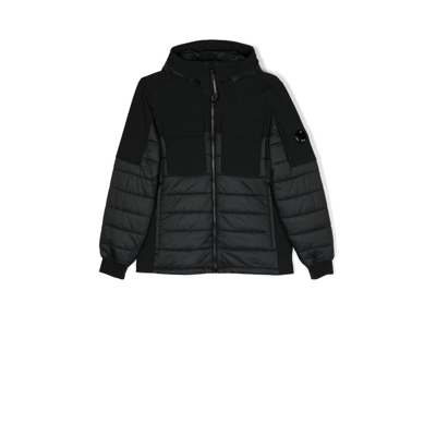 Shop C.p. Company Teen Black Mixed Panel Padded Shell Jacket