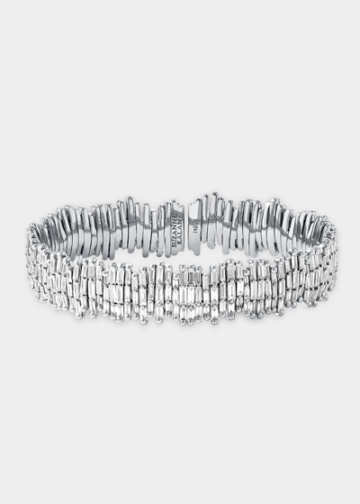 Shop Suzanne Kalan Eternity Bangle In 18k White Gold And Diamonds In Wg