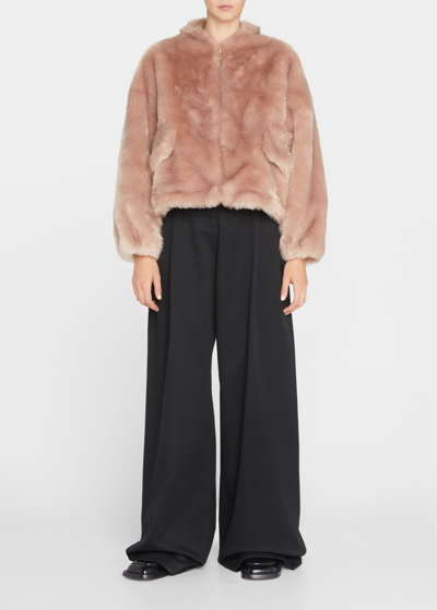 Shop Proenza Schouler White Label Cropped Faux Fur Jacket In Pale Pink