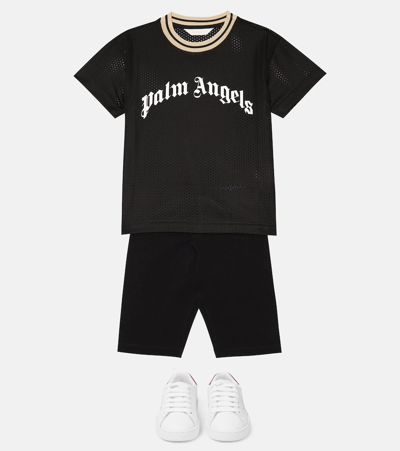 Shop Palm Angels Logo Mesh T-shirt In Black White