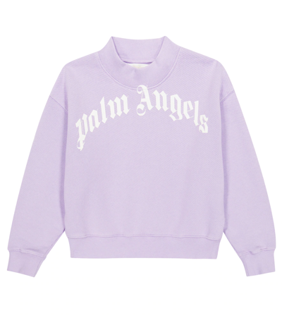 Shop Palm Angels Printed Cotton Sweatshirt In Lilac White