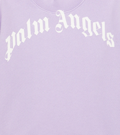 Shop Palm Angels Printed Cotton Sweatshirt In Lilac White