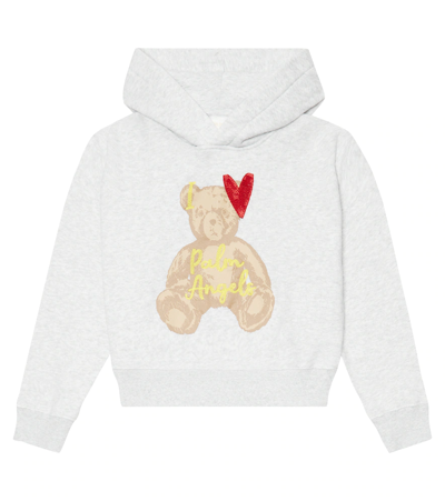 Palm Angels Embroidered-logo Cotton Hoodie In Melange Grey