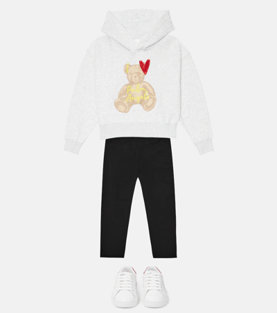Palm Angels Embroidered-logo Cotton Hoodie In Melange Grey