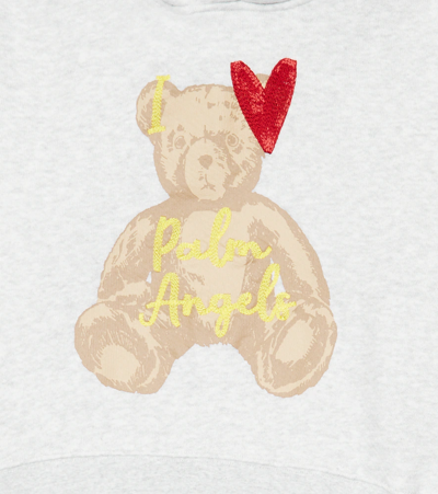 Palm Angels Embroidered-logo Cotton Hoodie In Melange Grey