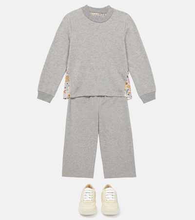 Il Gufo Sweatshirt And Sweatpants Set In Steel Grey/arctic Grey
