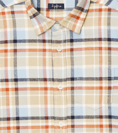 Il Gufo Checked Long-sleeved Shirt In Camel