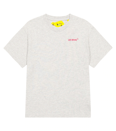 Shop Off-white Printed Logo Cotton Jersey T-shirt In Grey Fuchsia