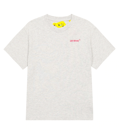 Off-white Printed Logo Cotton Jersey T-shirt In Grey Fuchsia